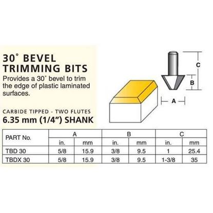 Laminate 30º Bevel Trimming Bits