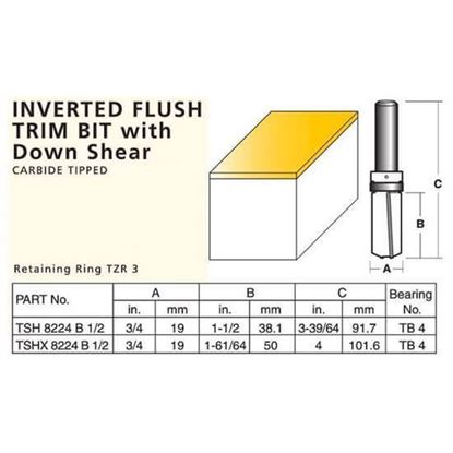 Laminate Inverted Flush Trim Bit With Down Shear
